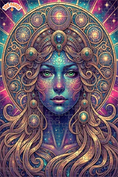 Esranın Dünyası Cosmic Goddess Oil Painting Look Wooden Puzzle 250 Pieces 30X30