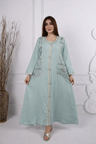 ٌRominz fashion قفطان كريب حريري لافندر بتطريز - كشخة العيد والمناسبات - شحن ...