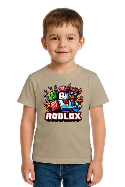 SEDİRLİ تي شيرت روبلوكس مطبوع للأطفال للجنسين، قماش قطني ممشط قطن قطعة