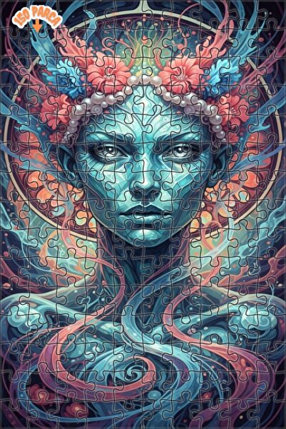 Esranın Dünyası Mysterious Blue Woman Portrait Oil Painting Lookalike 150 Pie...