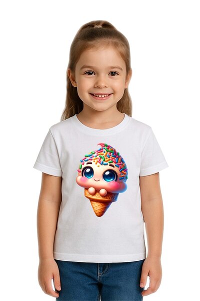SEDİRLİ Unisex Ice Cream με τύπωμα Παιδικό T-Shirt Βαμβάκι από χτενισμένο βαμ...