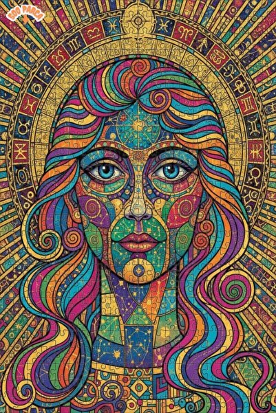 Esranın Dünyası Astrological Face Art Oil Painting Lookalike Double-Layer Fra...