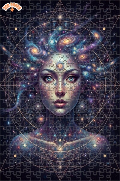 Esranın Dünyası لغز خشبي للسيدات في الكون، فن تجريدي، مزدوج الطبقات إطارًا، 2...