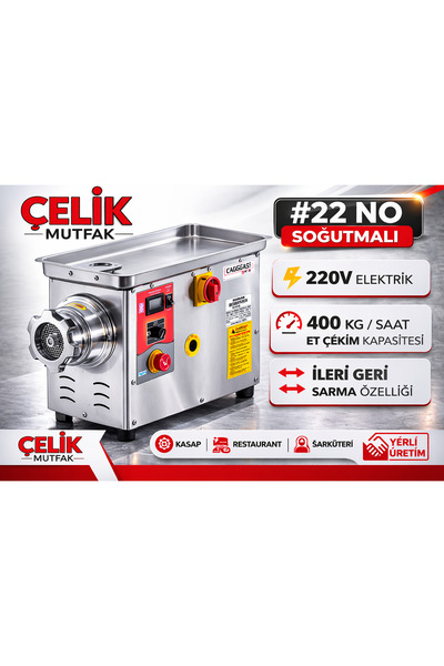 Çağdaş Makina Çağdaş 22 No Et Kıyma Makinesi 400 Kg/Saat 220V Soğutmalı (İler...