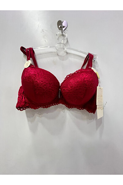 Belvü Women's Wired Padded Lace Pack Lipstick Red Bra