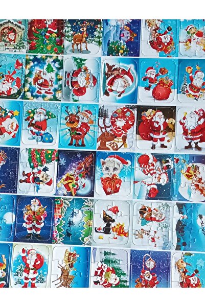20 Adet Yılbaşı Temalı Mini Puzzle Seti (5x7 cm) - Yeni Yıl ve Okul Kutlama Hediyelikleri