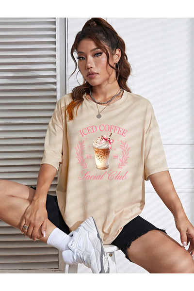 SUNFREE SOCIAL CLUB MIX cu imprimeu supradimensionat guler rotund Tricou de d...