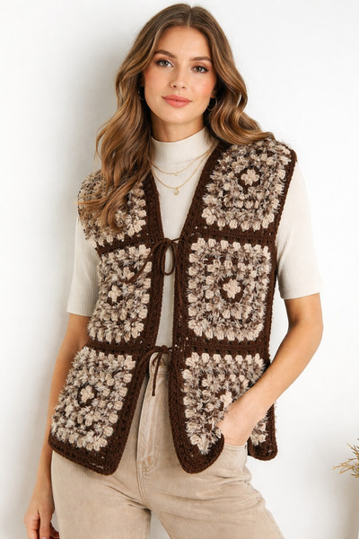 YILDIZ Tüylü Motifli Yelek