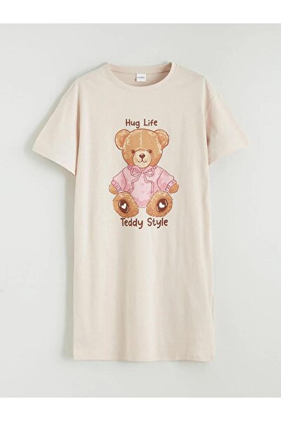 LC Waikiki cu imprimeu Cămașă de noapte cu mânecă scurtă pentru fete (S6)