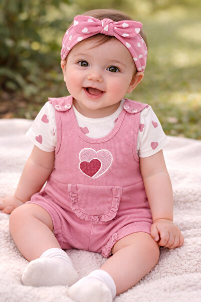 bebekyol Kalpli Yazlık Kız Bebek Takımı