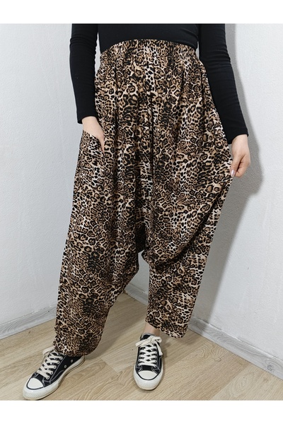 hoaryage Viskon Basma Kumaş Çiçek Desenli Cepli Şalvar %100 Pamuk