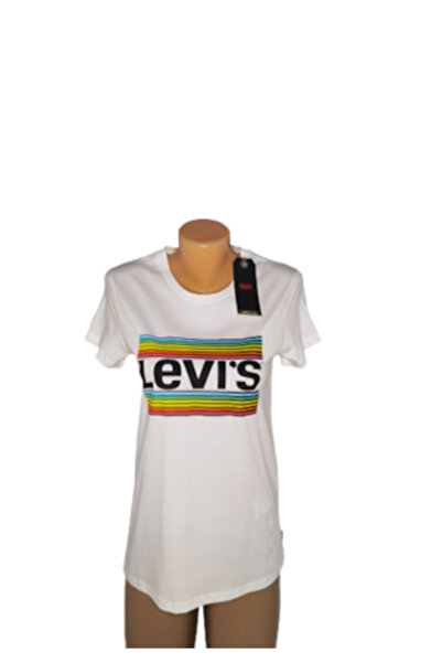 Levi's Tricou damă cu logo curcubeu, alb, mărime S