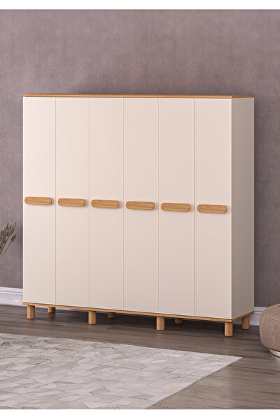 Rabi Mila 6 Kapaklı Aytaşı - Meşe Gardırop (Bohem Ayaklı)