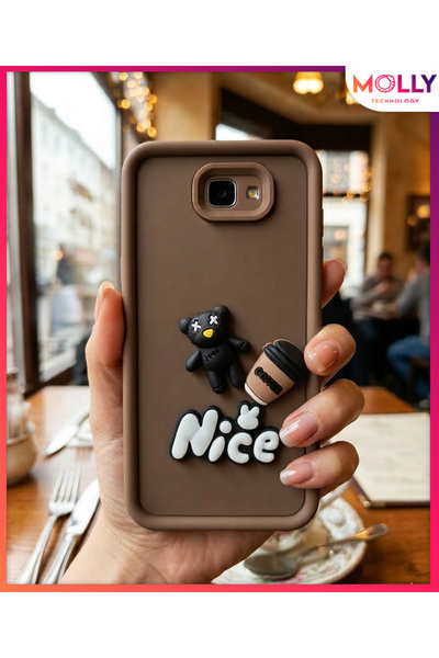 Molly Silicone Case with Figure Fallow Brown 3D Teddy Coffee for Samsung Gala...