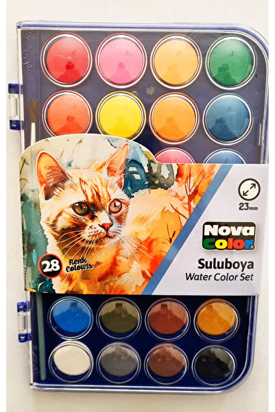 Modellino 36 & 28 Renk Seçenekli Nova Color Fırçalı 23mm Büyük Tablet Profesyonel Sulu Boya Seti