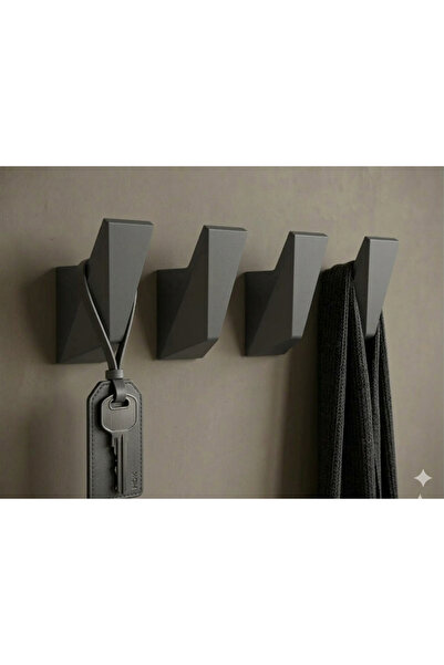 AKT 4'lü Modern Duvar Askılık - Güçlü Yapışkanlı Minimalist ve Geometrik Bany...