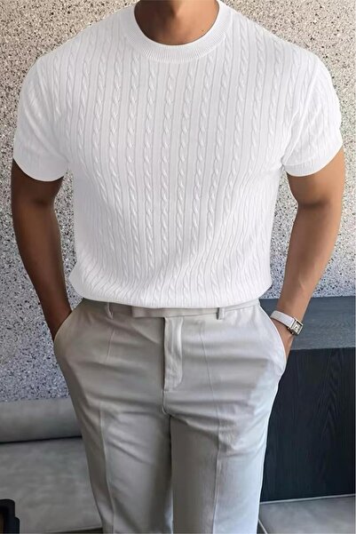 since 1990 man Manelly Luxury Series Men's Slim Fit Hair Weave Patterned Crew...
