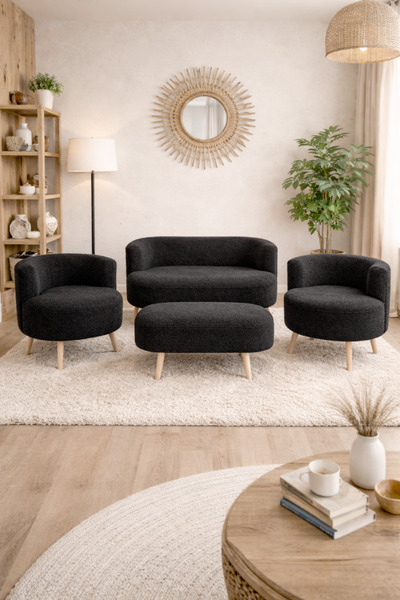 DEKOR MOBİLYACIM Helsinki Puf Koltuk Seti 4'lü Koltuk Takımı