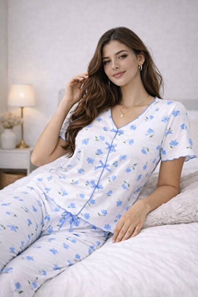 pajama set FlORAL BOW TIE Soft Two Piece