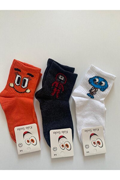 TMR Unisex 3-Pack Socks with Cartoon Characters for 5-6 Years Old
