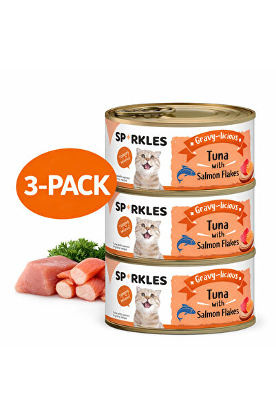 SPARKLES طعام القطط الرطب من غرافي-ليشوس، بنكهة التونة والسلمون، 80 غرام × 3 ...