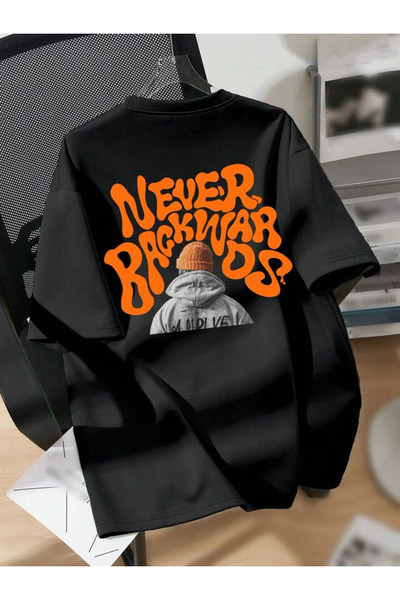 NEVER Bisiklet Yaka Kısa Kollu Ön Ve Arka Baskılı Regular Sarı T-Shirt