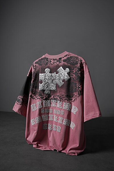 Slatra Tricou pentru bărbați Dusty Rose Puzzle Relief cu imprimeu supradimens...