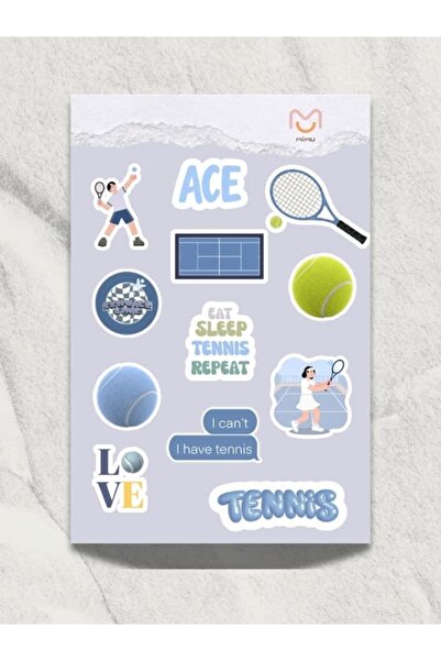 mimushop Mimu Tenis Sticker Seti 12'li - Laptop ve Matara Dekoratif Sticker