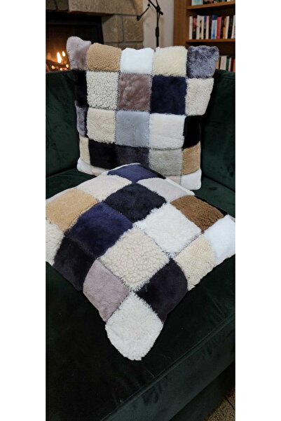 ELİS Hakiki (Gerçek) Deri Yastık Kılıfı Patchwork Dolgusuz 2 adet 40*40 cm