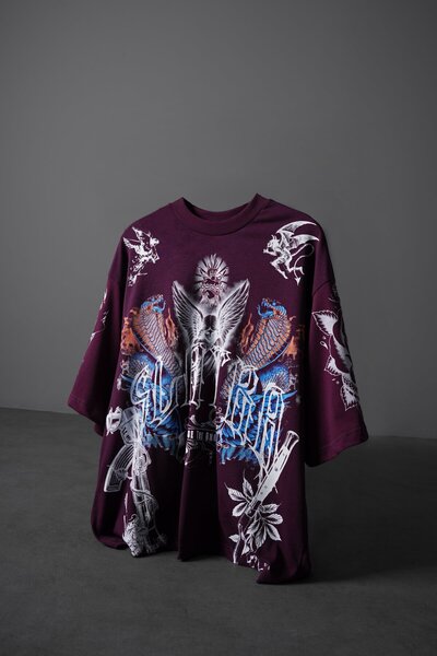 Slatra Tricou pentru bărbați Prune La Familia Es Todo supradimensionat