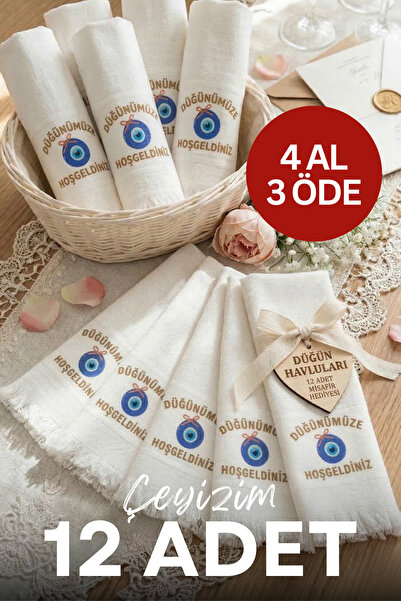 Çeyizim 12 Adet Düğün Havlusu | Nişan - Sünnet Havlusu | Konvoy - Araba Havlu...