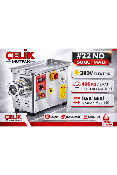Çağdaş Makina Çağdaş 22 No Et Kıyma Makinesi 400 Kg/Saat 380V Soğutmalı (İler...