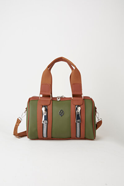 Vivaq Geantă de mână pentru femei, kaki, maro, cu închidere cu fermoar și cur...