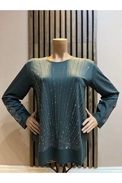 AKMAVİ Women's Combed Cotton Blouse for Middle Ages and Above with Viscose Ve...