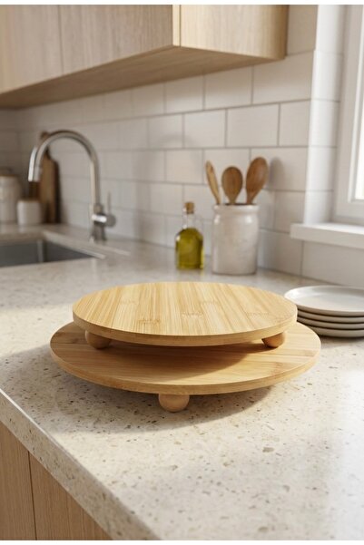 Dolduran Dekor Ahşap organizer top ayaklı sunum tabağı pasta & kek standı 30 cm