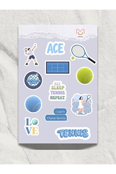 mimushop Mimu Tenis Sticker Seti 12'li - Laptop ve Matara Dekoratif Sticker
