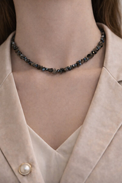 ZENAURA Natural Labradorite Cracked Stone Necklace – Labradorite Energy Stone...