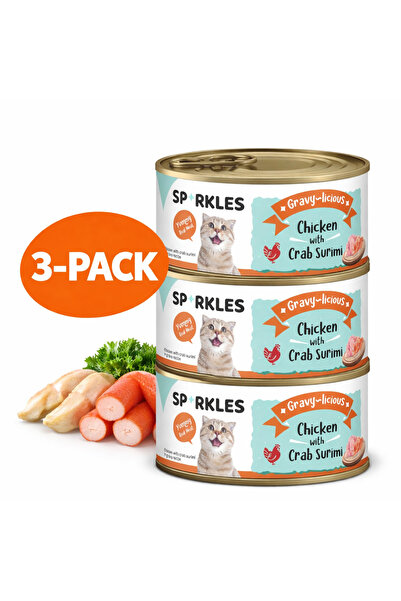 SPARKLES طعام القطط الرطب من غرافي-ليشوس بنكهة الدجاج مع السلطعون، 80 غرام × ...