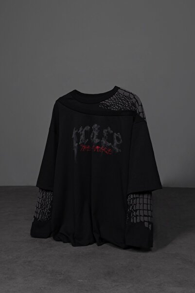 Slatra Ανδρικό μακρυμάνικο μπλουζάκι Black Symphony Of Shadow oversized