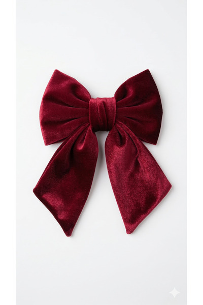 TAŞDELEN AVM مشبك شعر بفيونكة مخمل للنساء باللون الوردي