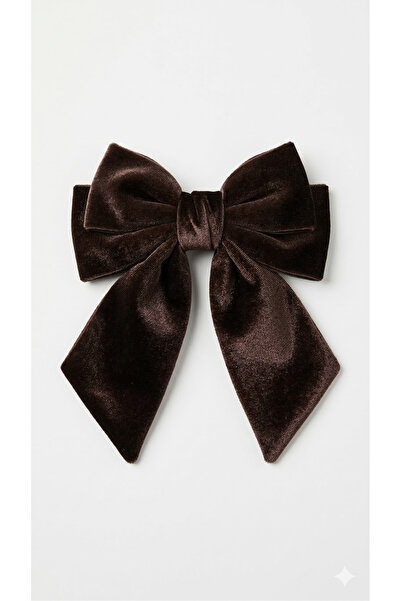 TAŞDELEN AVM Γυναικεία αγκράφα με καφέ βελούδινο φιόγκο