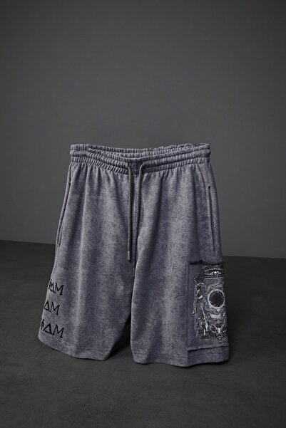 Slatra Pantaloni scurți pentru bărbați, gri, Inveniam Pathcli, cu efect de sp...