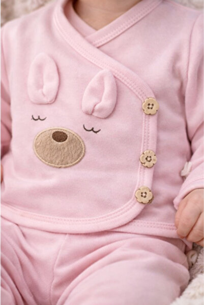 Bamoola Organik Kız Bebek Kulaklı Tavşan Desenli 5'li Tulum Hastane Çıkışı Ye...