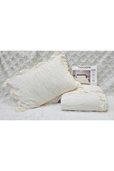 Çapa Home Milano Stone Wash Sakallı Ultrasonic Fırfırlı Çift Kişilik Yatak Ör...