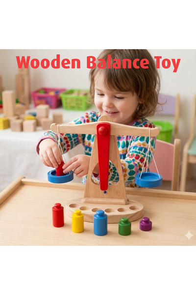 direkstoktan Montessori Eğitici Ahşap Denge Terazisi - Matematik ve Fizik Öğr...