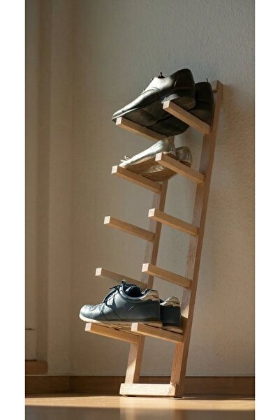 Ev dekka Masif Ahşap Ultra Dar Ayakkabı Standı - 120x20 cm Kare Kavelalı Dike...