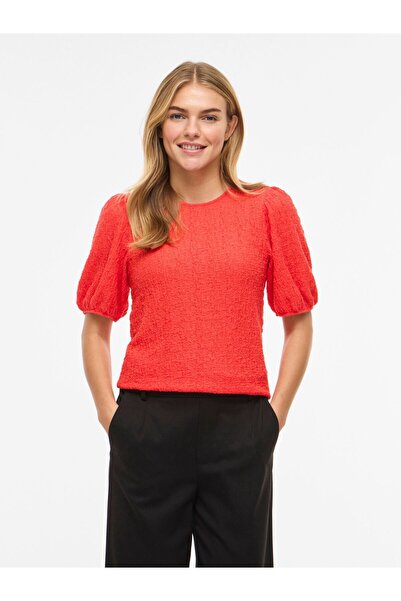 VILA Oberteil mit kurzen Ärmeln VIFALL Rundhals