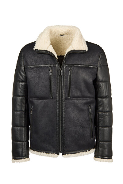 Derimod Zermatt Men's Black Judge Collar Teddy Coat 25Wgp6556Ff