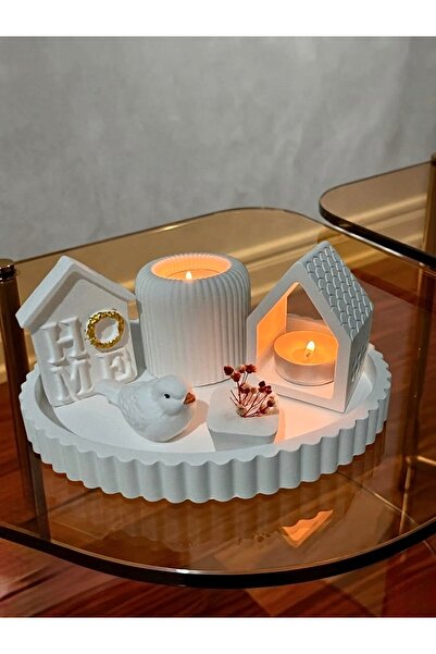 YASMELLA HOME Dekoratif Set + Minimal Tepsili Ev Dekoru + Salon Mutfak Masa Ü...