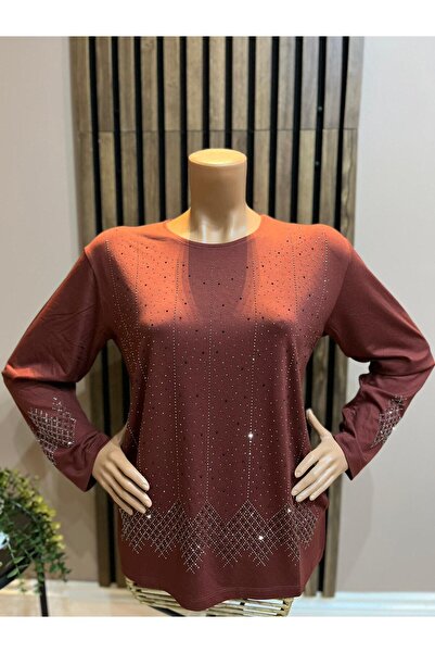 AKMAVİ Women's Combed Cotton Blouse for Middle Age and Above, Viscose Star Sh...